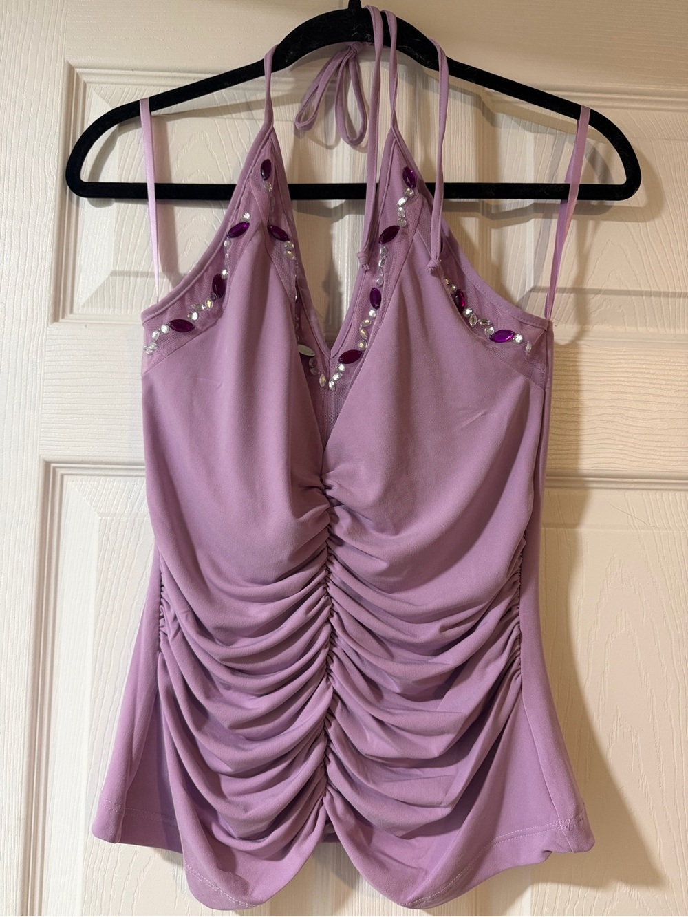 Arden B Vintage Beaded Ruched Halter Top